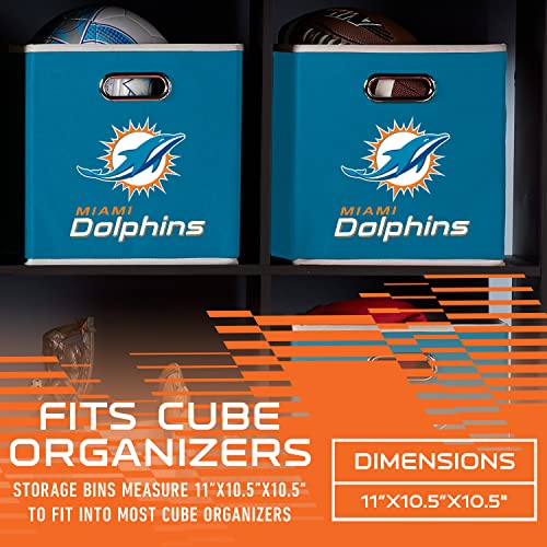 Franklin Sports NFL Miami Dolphins Collapsible Storage Bin - 11"x10.5"x10.5"