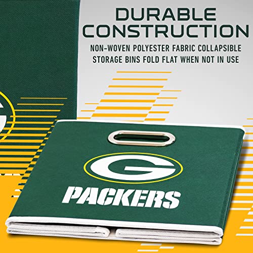 Franklin Sports NFL Green Bay Packers Collapsible Storage Bin - 11"x10.5"x10.5"