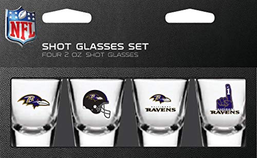 NFL Baltimore Ravens Shot Glass Set4 Pack Shot Glass Set, T One Size (Pack of 4)