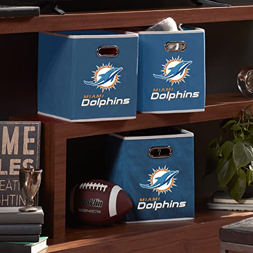 Franklin Sports NFL Miami Dolphins Collapsible Storage Bin - 11"x10.5"x10.5"