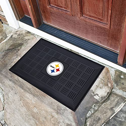 NFL Pittsburgh Steelers Heavy Duty Vinyl Medallion Outdoor Door Mat, 19.5" x 31"