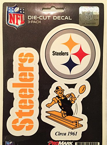 NFL Pittsburgh Steelers Team Decal, 3-Pack, Yellow, One Size Standard