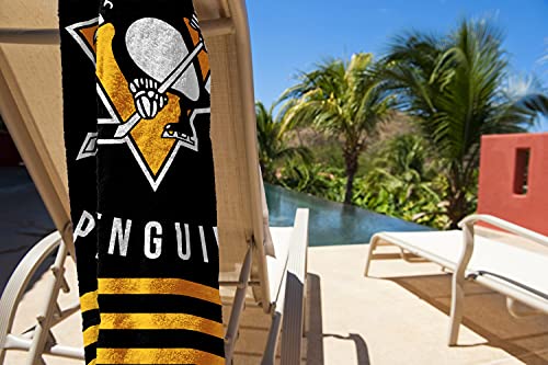 NHL Pittsburgh Penguins Beach Towel, 30" x 60", Stripes