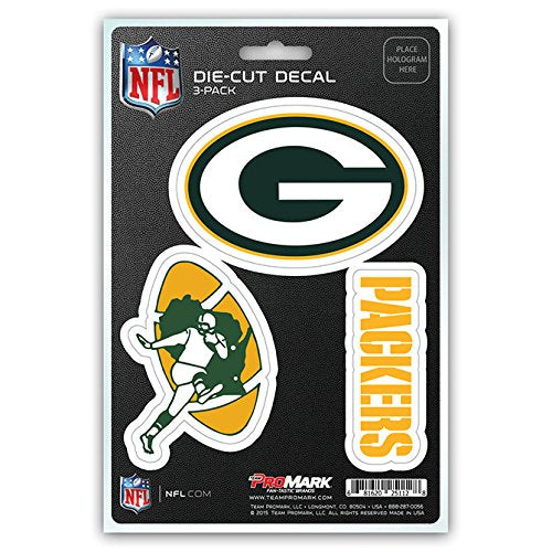 NFL ProMark DST3NF12 Green Bay Packers Decal - Pack of 3