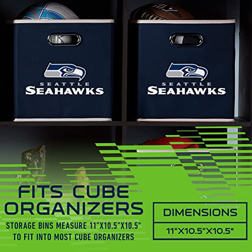 Franklin Sports NFL Seattle Seahawks Collapsible Storage Bin - 11"x10.5"x10.5"