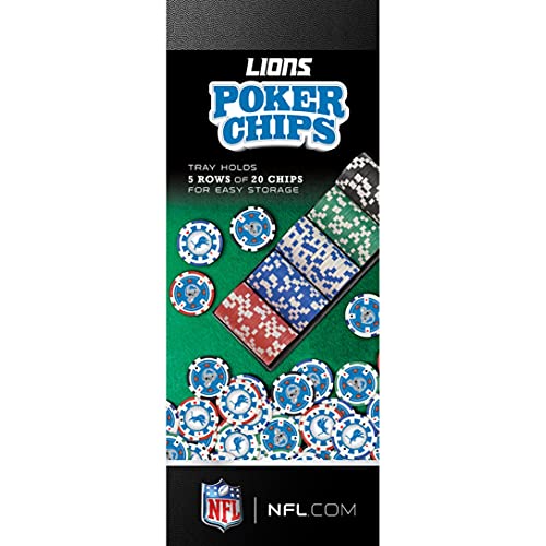 NFL Detroit Lions Poker Chips, 100 Piece, DEL3120