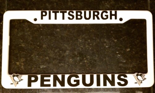 NHL Penguins Pittsburgh Plastic Frame (White) Sports Fan Automotive Accessories