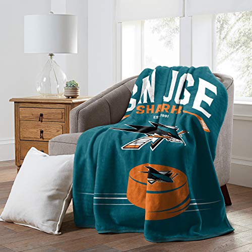 NHL San Jose Sharks Unisex-Adult Raschel Throw Blanket, 60" x 80", Inspired