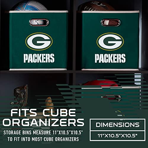 Franklin Sports NFL Green Bay Packers Collapsible Storage Bin - 11"x10.5"x10.5"