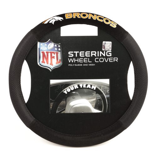 NFL Denver Broncos Poly-Suede Steering W Fits most standard size steering wheels