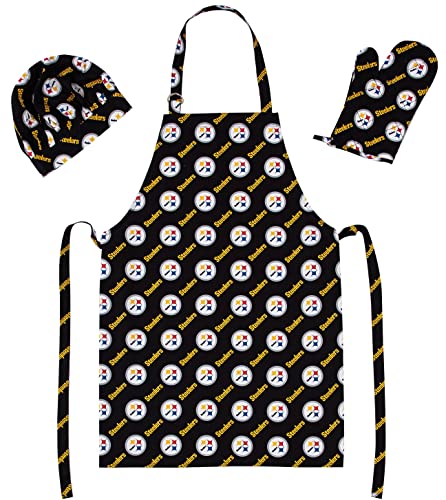 Northwest NFL Pittsburgh Steelers Adult 3-Piece Apron, Oven Mitt & Chef Hat Set