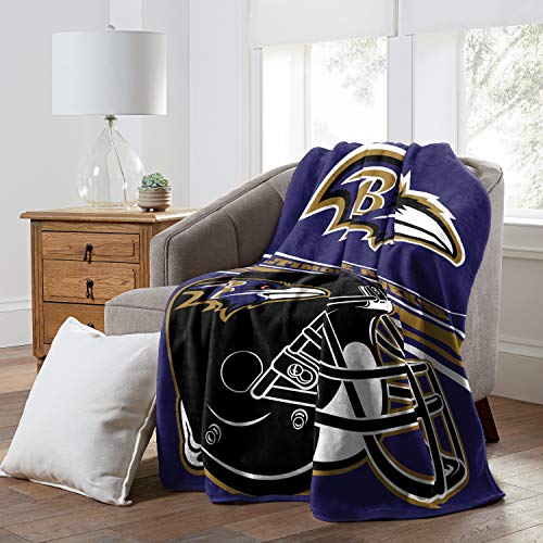 NFL Baltimore Ravens Raschel Throw Blanket, 60" x 80", Slant