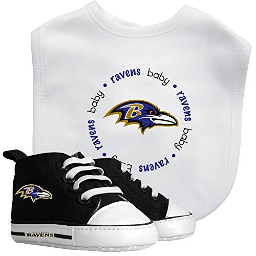 BabyFanatics 2 Piece Gift Set with Bib & Shoes NFL Baltimore Ravens 6 Months+