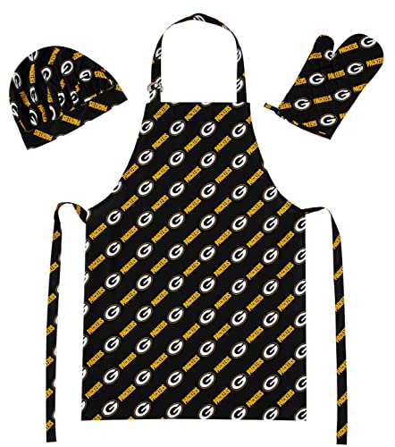 Northwest NFL Green Bay Packers 3-Piece Apron, Oven Mitt and Chef Hat Set