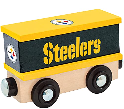 NFL Pittsburgh Steelers Real Wood Toy Train Boxcar, 6.5" x 5.5" x 2"