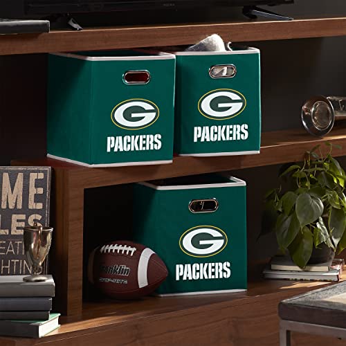 Franklin Sports NFL Green Bay Packers Collapsible Storage Bin - 11"x10.5"x10.5"