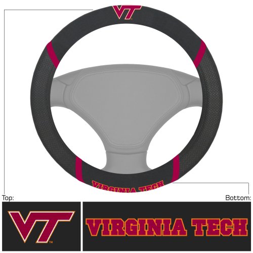 NCAA 14939 Virginia Tech Hokies Embroidered Steering Wheel Cover 15" x 15"