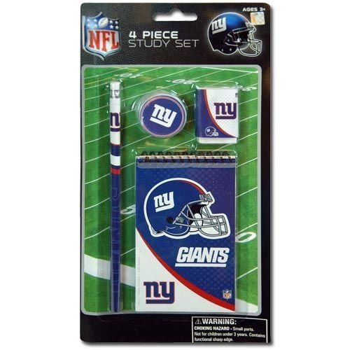 NFL New York Giants 4pk Study Kit - Pencil, Sharpener, Eraser, Pads