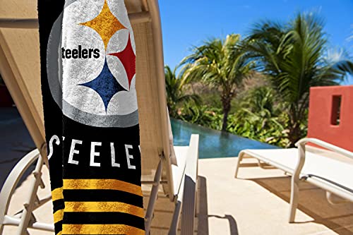 The Company NFL Pittsburgh Steelers Stripes Beach Towel, 30" x 60" , Black