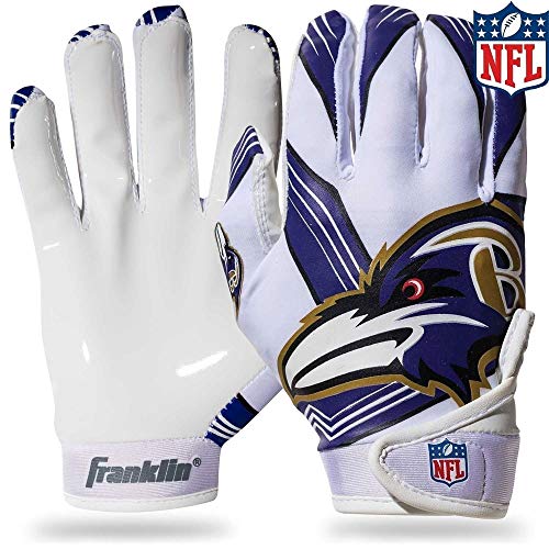 Franklin Sports Baltimore Ravens Youth NFL Football Receiver Gloves - M/L Pair