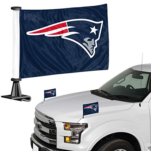 NFL New England Patriots Ambassador Car Flags -2 Pack Mini Auto Flags, 4in X 6in