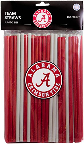 NCAA Alabama Crimson Tide 100-Pack Team Straws,10"Es,Red