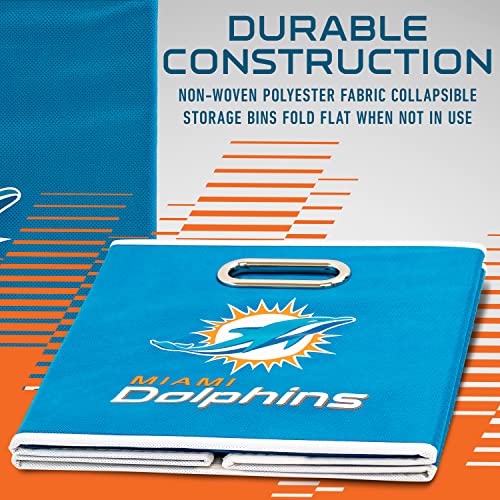 Franklin Sports NFL Miami Dolphins Collapsible Storage Bin - 11"x10.5"x10.5"