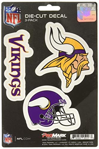 NFL Minnesota Vikings Team Decal, 3-Pack, Purple, One Size