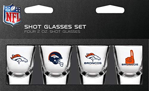 PSG, NFL Denver Broncos Shot Glass Set4 Pack Shot Glass Set One Size (Pack of 4)