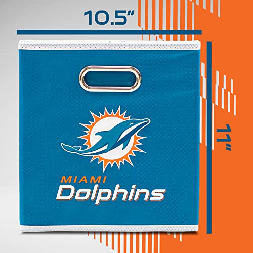 Franklin Sports NFL Miami Dolphins Collapsible Storage Bin - 11"x10.5"x10.5"