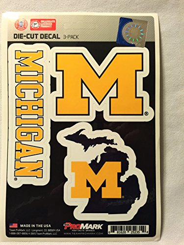 NCAA Michigan Wolverines Team Decal, 3-Pack, Yellow, 61037 Varies