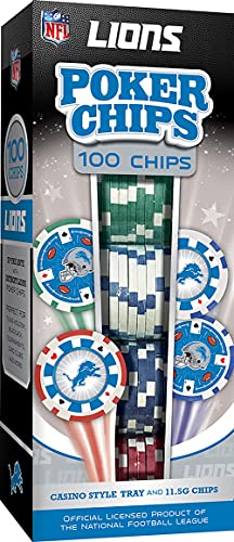 NFL Detroit Lions Poker Chips, 100 Piece, DEL3120