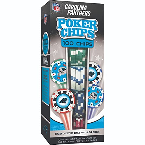 NFL Carolina Panthers 100-Piece Poker Chips, Team Colors