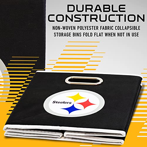 Franklin Sports NFL Pittsburgh Steelers Collapsible Storage Bin 11'x10.5"x10.5"