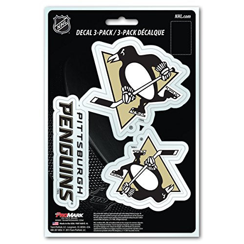 NHL Pittsburgh Penguins Team Decal, 3-Pack, Black, One Size Varies