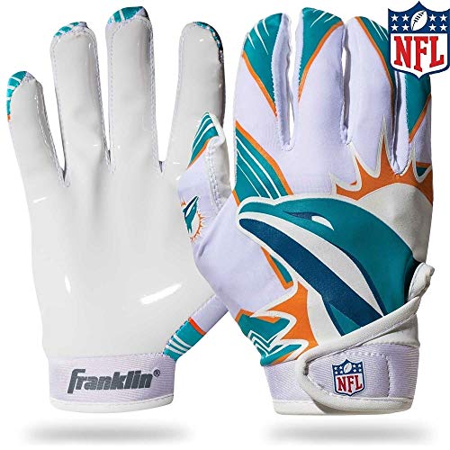 Franklin Sports Miami Dolphins Youth NFL Football Receiver Gloves -  M/L Pair