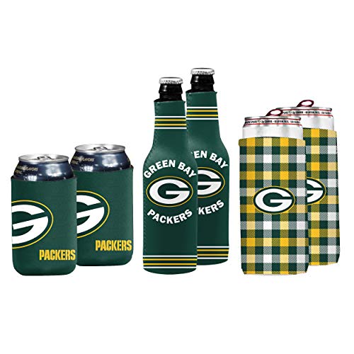 Logo Brands NFL Green Bay Packers Coozie Variety Pack-2 Can/2 Slim/2 Bo One Size