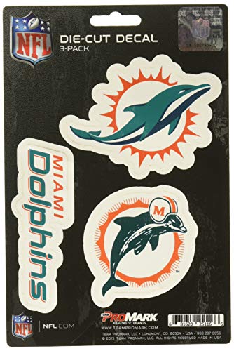 NFL Miami Dolphins Team Decal, 3-Pack, Teal, One Size Standard