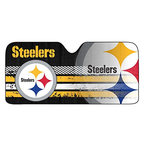 NFL Pittsburgh Steelers Universal Auto Shade, Black , 27.5" x 58" One Size