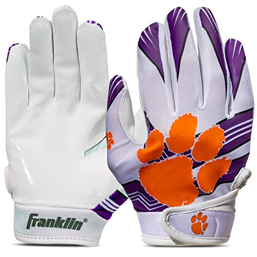 Franklin NCAA Clemson Tigers College Football Receiver Gloves Youth S/XS Pair