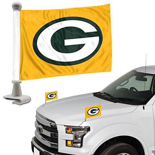 NFL Green Bay Packers Ambassador Car Flags - 2 Pack Mini Auto Flags, 4in X 6in