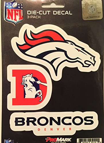 NFL Denver Broncos Decal 3pk 5” x 6.25”, Orange, One Size