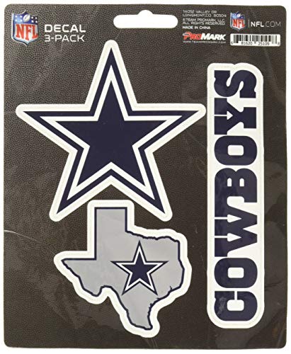 NFL Dallas Cowboys Team Decal, 3-Pack, Blue, One Size Standard