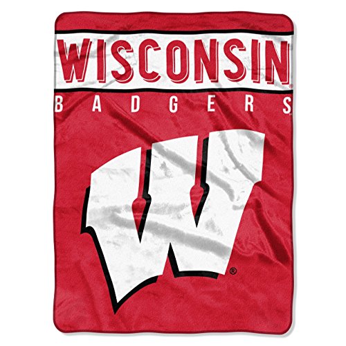 NCAA Wisconsin Badgers "Basic" Raschel Throw Blanket, 60" x 80" , Red