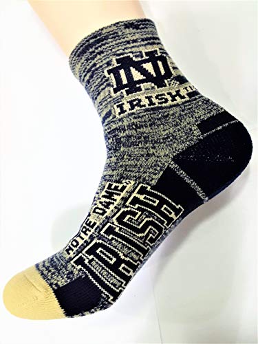 For Bare Feet NCAA Notre Dame Irish Spaz Quarter Crew Socks (Medium) M M