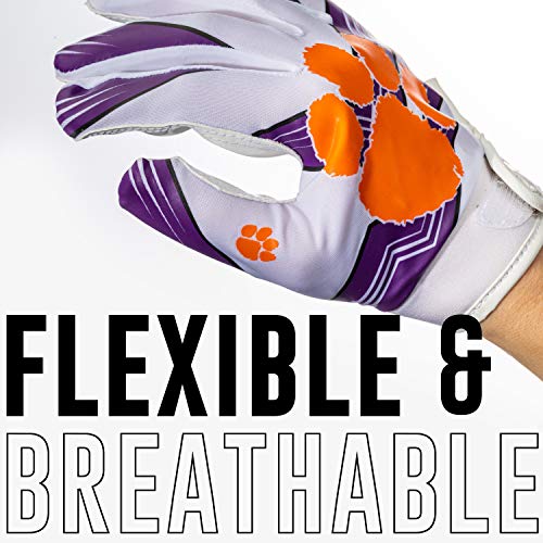 Franklin NCAA Clemson Tigers College Football Receiver Gloves Youth S/XS Pair