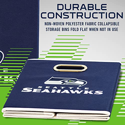 Franklin Sports NFL Seattle Seahawks Collapsible Storage Bin - 11"x10.5"x10.5"