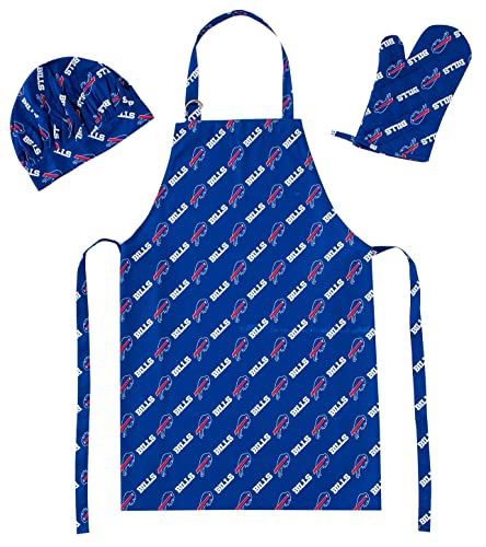 Northwest NFL Buffalo Bills Adult 3-Piece Apron, Oven Mitt and Chef Hat Set