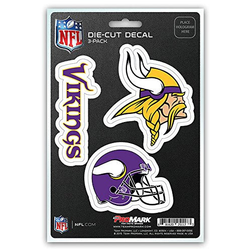 NFL Minnesota Vikings Team Decal, 3-Pack, Purple, One Size