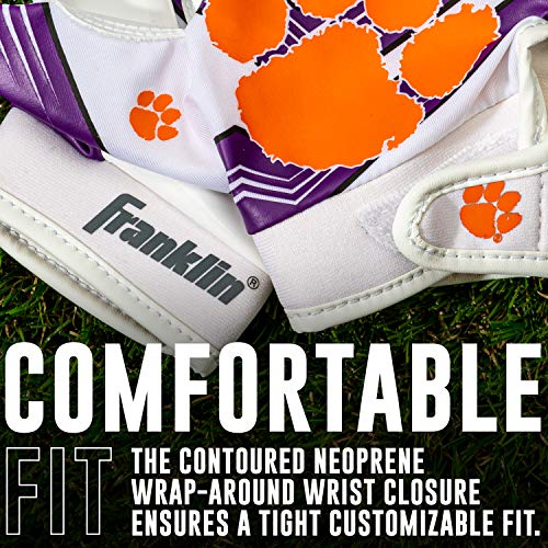 Franklin NCAA Clemson Tigers College Football Receiver Gloves Youth S/XS Pair